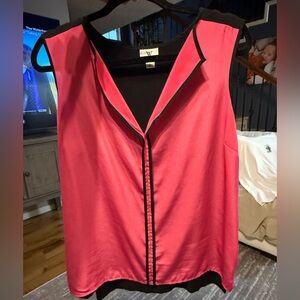 Pink and Black Sleeveless Blouse